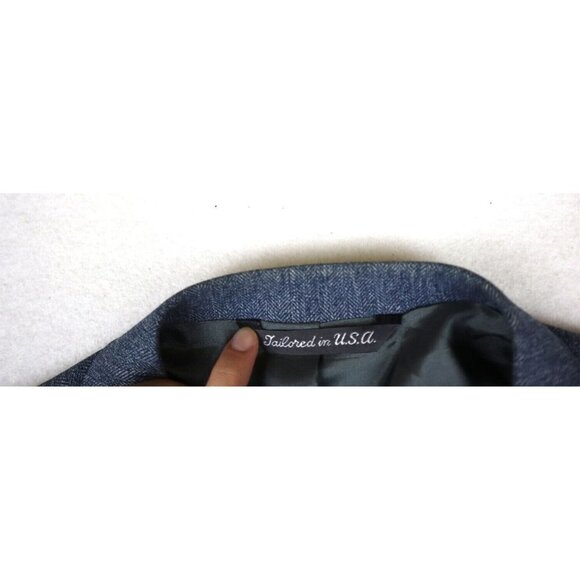 THE COMFORT SUIT - VINTAGE MEN'S BLUE SPORT COAT BLAZER JACKET - SIZE 42R - Picture 4 of 11